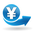 Vector: yen sur bouton web bleu yen sur bouton web bleu