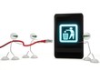heart with stars symbol on a smart phone with three robots