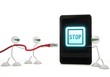 heart with stars symbol on a smart phone with three robots