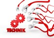 technik (english technical) symbol attacked by a cyber network