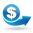 dollars sur bouton web bleu