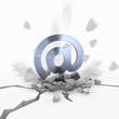Illustration of a metallic web link icon fallen from sky