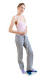 Photo: Weight loss woman on scales Weight loss woman on scales