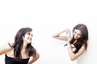 hübsche Frauen im Fotostudio