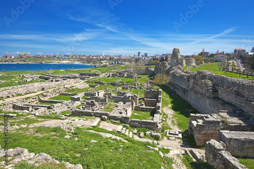 Photo: remains of ancient greek city Chersonese. Sevastopol. Crimea. remains of ancient greek city Chersonese. Sevastopol. Crimea.