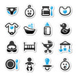 Baby , childhood vector icons set isolated on white