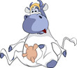 Happy blue cow. Cartoon
