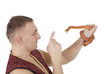 Man with Red Texas rat snake