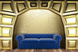 golden stage with sofa