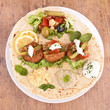 pita bread with falafel,vegetable and hummus
