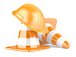 Traffic cones and helmet