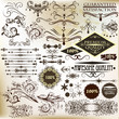 Collection of calligraphic vintage design elements and page deco
