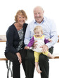 grandparents with granddaughter, isolated on white