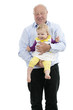 Grandfather with granddaughter, isolated on white