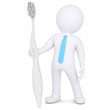 3d man holding a big toothbrush