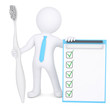 3d man holding a big toothbrush and checklist