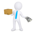 3d man changing a cardboard box on the money