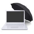 Illustration: Umbrella covers the laptop Umbrella covers the laptop