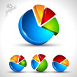 3d pie diagram for infographic or percentage data display.