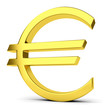 Golden euro sign isolated on white