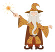 Wizard casting spell with magic wand