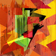 abstract geometric background, with mosaic, strokes and splashes