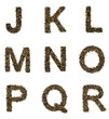 The alphabet from green tea with herbs
