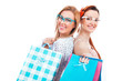 Happy friends two girls with shopping bags