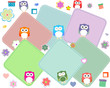 owls bird couple in love and gift boxes