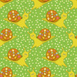 Seamless, cartoon snail and flowers