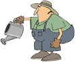 Man with a watering can