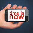 Time concept: Time is Now on smartphone