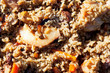 surface of pilau with quince and chickpea