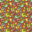 Seamless cartoon Background with color Birds