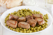 fried meat with peas
