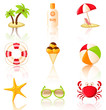 Collection of colored beach icons.