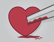 Sword through heart with dripping blood