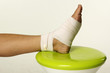 Closed up woman put on Elastic bandage