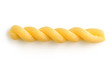 raw spiral pasta isolated on white background