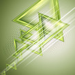 Green abstract background with triangles.