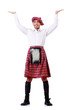 Scottish man pushing virtual obstacle