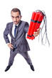Businessman with dynamite isolated on white