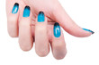 Nail art concept with hands on white