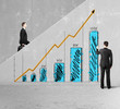 businessman drawing business chart on ladder