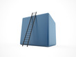 Blue cube with ladder isolated