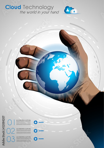 Vector: Cloud concept infographics with a real hand Cloud concept infographics with a real hand