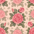 Seamless pattern with watercolor rose illustrations