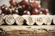Vintage corks in a row