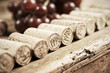 Vintage corks in a row