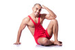 Young wrestler isolated on the white